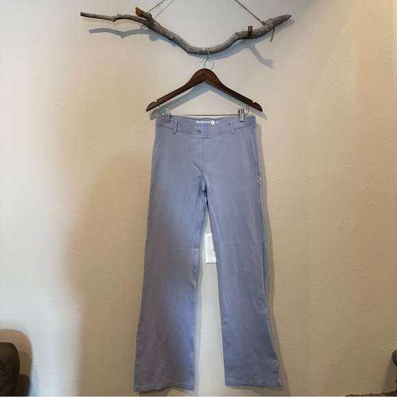 Betabrand Straight Leg Pull-On Yoga Dress Pants in Baby Blue - Picture 4 of 9